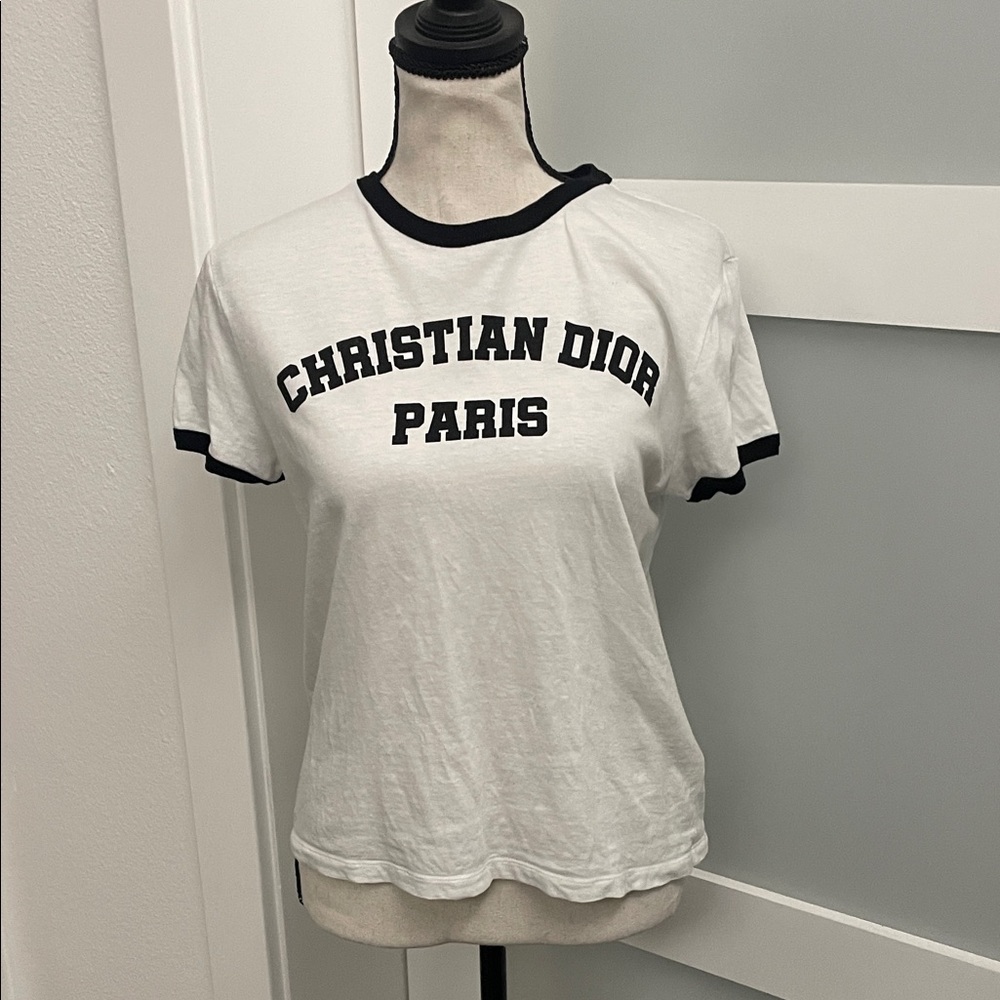 Dior White & Black Christian Dior Paris Ringer Tee - Picture 6 of 6